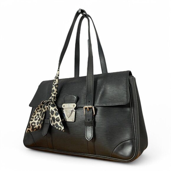 LOUIS VUITTON Segur MM Epi Segur MM Black Leather Shoulder Bag Satchel Silver LV - Picture 2 of 16